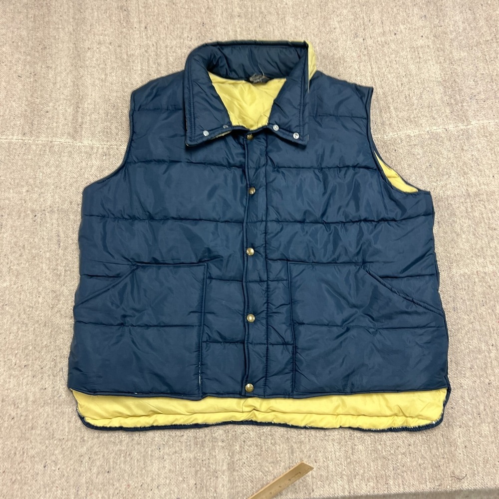 Vintage JC Penny Vest Mens XXL Blue 1970s Button Up